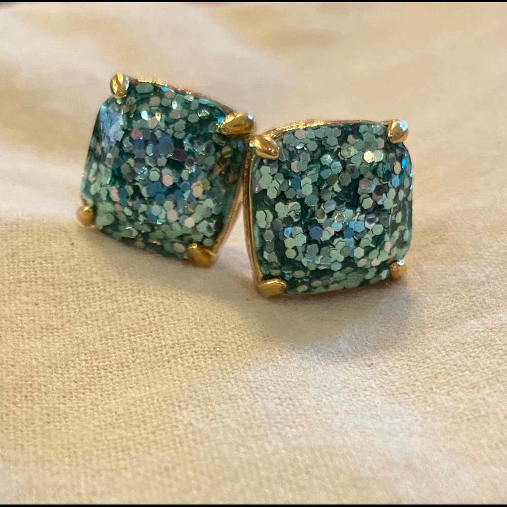 Kate spade glitter stud earrings.  Turquoise.
